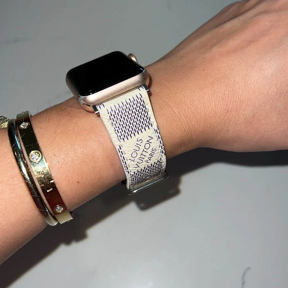 Louis Vuitton Cream and Gray Checkered Smartwatch Band - Picture 4 of 5